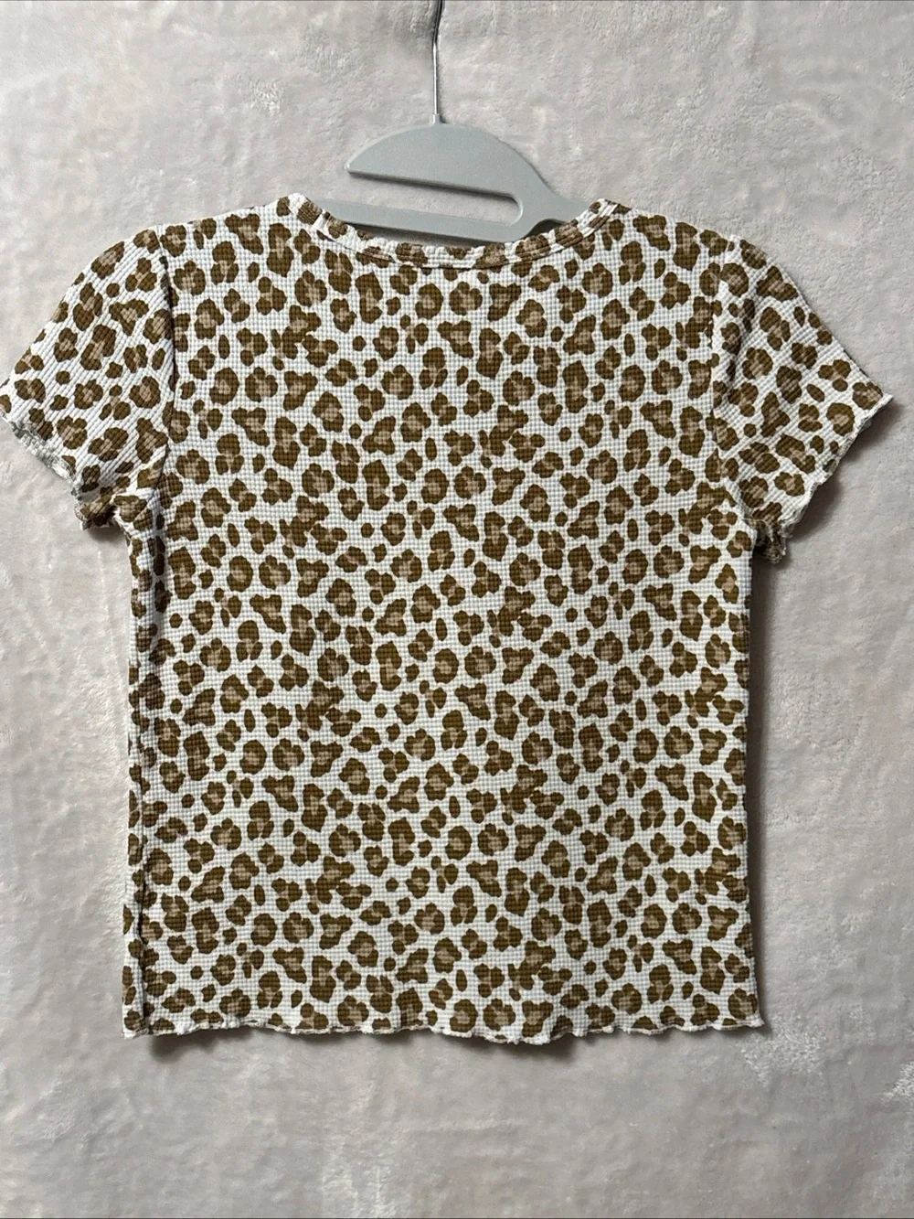 Old Navy Kids Short Sleeve Leopard Print Tee - White & Brown 10-12